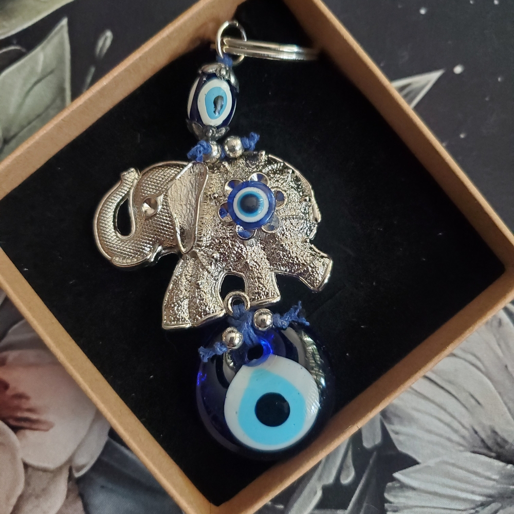Sterling Silver Elephant Evil Eye Keychain